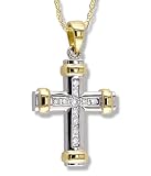 Diamond (.20 ctw) Two-Tone Channel Set Cross Pendant