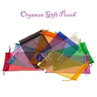 orange eyeshadow, , 8 x 12 inch Large Sheer Drawstring Organza Gift Pouch (Pack of 50 Orange)