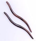 Pair Hair Sticks - Exotic Macassar Ebony Wood - Hand Carved