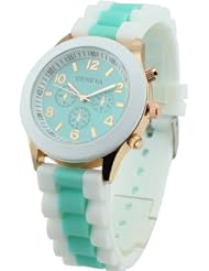 Womens Geneva Silicone Band Jelly Gel Quartz Wrist Watch Green