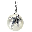 14K White Gold Paspaley South Sea Cultured Fashion Full Button Pearl and Sapphire Pendant - 12.00mm
