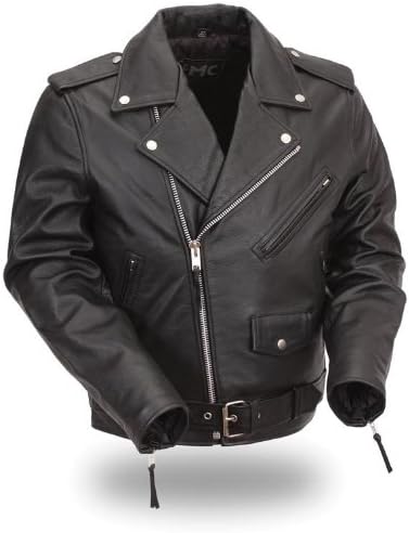 First MFG Men's Classic Motorcycle Jacket. Traditional Styling. FMM200BMP
