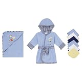 enlarged image: Joy by Carter\'s hooded towel, robe and 6 pk washcloth - Blue JOY