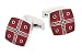 See larger Elegant Red Enamel And Ruby Colored Swarovski Cufflinks With Presentation Box