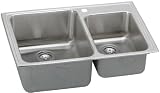 Elkay Gourmet Collection LFGR33223 33 Top Mount Double Bowl Stainless Steel Sink with 18-Gauge, 10 Large Bowl Depth, Coved Corners and Self-Rim: 3 Holes
