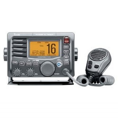 Icom M504A Marine VHF Radio with Built-In Hailer and Front Mount Microphone (Black) On Sale
