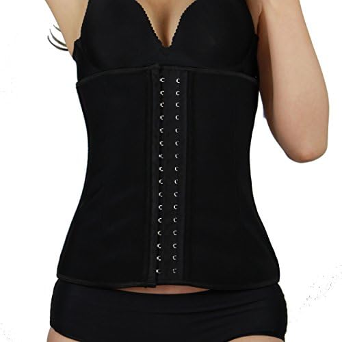 Agegg Women Latex Sport Girdle Waist Trainer Corset Body Cincher Shapewear Small Black