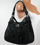 Coach 17689 MADISON OP ART SATEEN MAGGIE SHOULDER BAG SILVER / BLACK