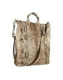 Ghibli Light Golden Brown Python Leather Large Tote Bag