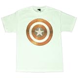  : MARVEL COMICS CAPTAIN AMERICA "DOT SHIELD" White Soft Cotton Licensed Tee