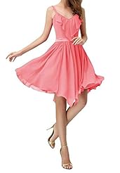 Chiffon Spaghetti Strap Evening Dress/Bridesmaid Dress/Prom Dress/Party Dress  With a Ribbon 