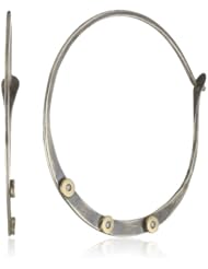 Melissa Joy Manning "Tiny Constellations" Mixed Metal Extra Large with Three Diamonds Set In Hoop Earrings