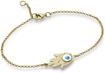 Hammered Gold Evil Eye in Hamsa Bracelet