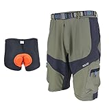 ARSUXEO Mountain Bike MTB Cycling 3D COOLMAX Padded Loose Fit Shorts