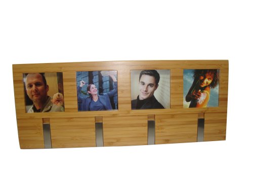 Zeller 13588 Hakenleiste 4-er, mit Fotorahmen 48.7 x 19.5 x 2, Bamboo / Alu