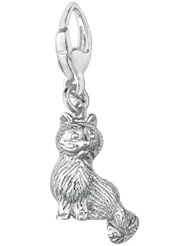 Sterling Silver PERSIAN CAT WITH FLUFFY COAT Charm