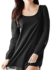 Chiffon Shift Long Sleeves Elbow Length Sleeves Round Neck Mini Dress 