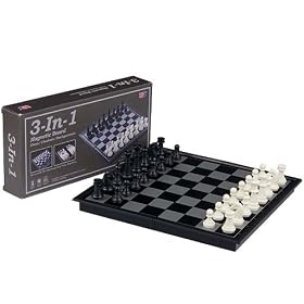 3 in 1 Travel Magnetic Chess, Checkers, Backgammon by Yellow Mountain Imports