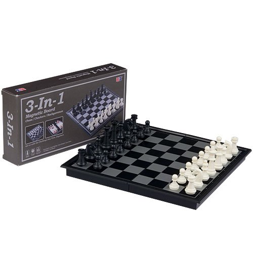 3 in 1 Travel Magnetic Chess, Checkers, Backgammon
