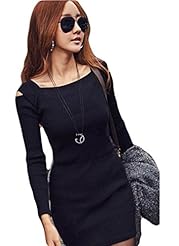 Strapless Sweater Above the Knee Winter Long Sleeves Off the Shoulder Cotton/Knit Bodycon Dress/Mini Dress 