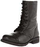 Steve Madden Women's Troopa 2.0 Combat Boot, Black Leather, 7.5 M US