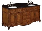 Belle Foret BF80035R Double Basin Bathroom Vanity, Medium Oak