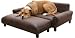 Max Comfort Memory Foam Orthopedic Dog Bed Sofa 39 x 47 Extra Large With Ottoman MAROON FAUX LEATHER UPHOLSTERY