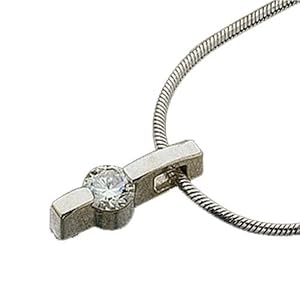 14kt White Gold Diamond Pendant with Snake Chain
