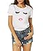 ROMWE Women's Tee Short Sleeve Loose Printing White Funny T Shirts T-Shirt