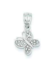14K White Gold 1/2 pt. Diamond Butterfly Pendant Charm