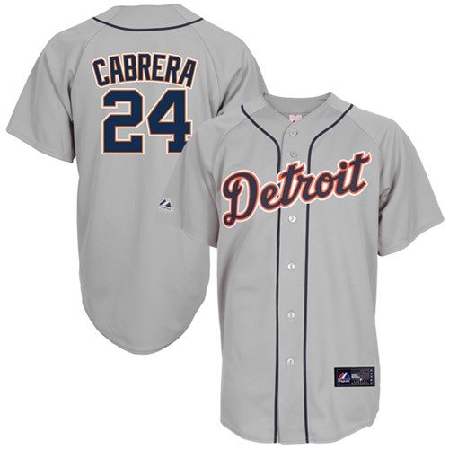MLB Men's Detroit Tigers Miguel Cabrera Road Gray Short Sleeve 6 Button Synthetic Replica Baseball Jersey Spring 2012  (Road Gray, Medium)