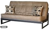 Full Size Futon Sofa Mattress Tufted in Beige Micro-Suede