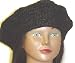 B305, Hand Crocheted Black Chenille Beret for Women and Teens