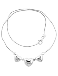 Sterling Silver Necklace with 3 Heart Slides 17"