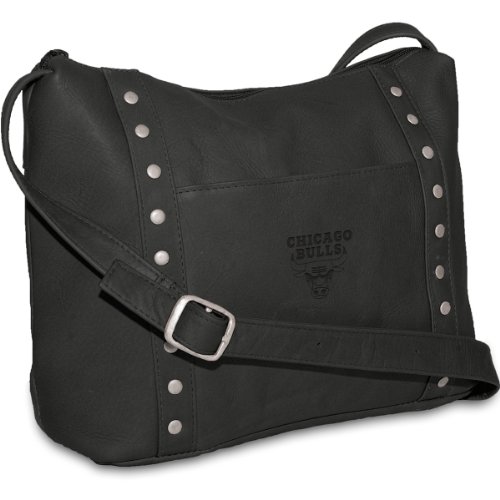 Pangea Brands Chicago Bulls Black Leather Women's Mini Top Zip Handbag