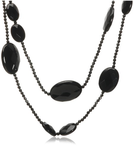 Faceted Black Onyx Beaded Necklace, 43