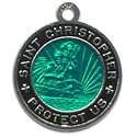 St. Christopher Surf Medal - Small Kelly Green/Black