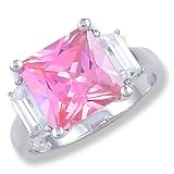 Jennifer Lopez Silver Pink Cubic Zirconia CZ Engagement Ring - size 10