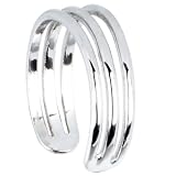 Solid 14K White Gold Trio Band Toe Ring