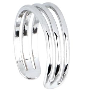 Solid 14K White Gold Trio Band Toe Ring by 