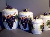 GRAPE 3-D Canisters Set of 4 - GRAPES ^NEW^ Canister
