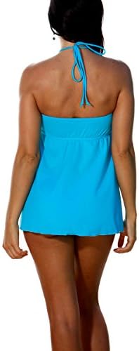 Blue Sky Swimwear Women's Drape Front Tankini Top Solid Turquoise (Top Only)