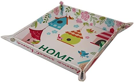 Dimik Home Jewelry Leather Tray Bedside Storage Tray Box for Key Phone Coin Wallet Watches (10.5" x 10.5", TY1616)