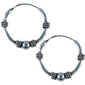 14mm Bali Hoop Earrings Sterling Silver