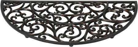 Cast Half Circle Scroll Doormat Black/bronze with Raised Rubber Feet