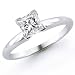 14k White Gold 1/3 Carat Princess Cut Solitaire Diamond Ring - (I-J;I1-I2)