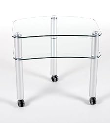 RTA Home and Office Silver Aluminum 24 Inch Wide Glass Plasma, LCD TV Stand