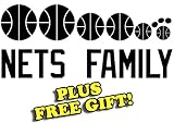 20" x 8.5" Nets Basketball Family Vinyl Sticker Decal [Die-cut, White] + with Free Basketball Pencil