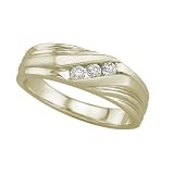 3 Diamond Channel Set Band 1/5 ct. in 14K Yellow Gold with Sandblast Finish