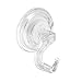 mDesign Power Lock Suction Set of 2 Plastic Suction Cup Hooks, Loofah Suction Hook, Suction Razor Holder for Bathroom Shower - Pack of 3, Clear